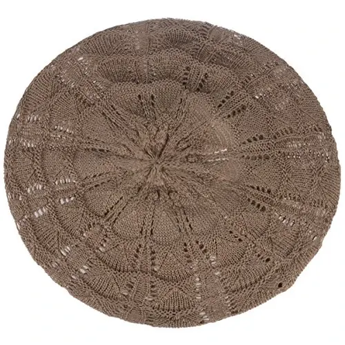 BYOS Chic Parisian Style Soft Lightweight Crochet Cutout Knit Beret Beanie Hat - 3