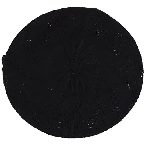 BYOS Chic Parisian Style Soft Lightweight Crochet Cutout Knit Beret Beanie Hat - 2