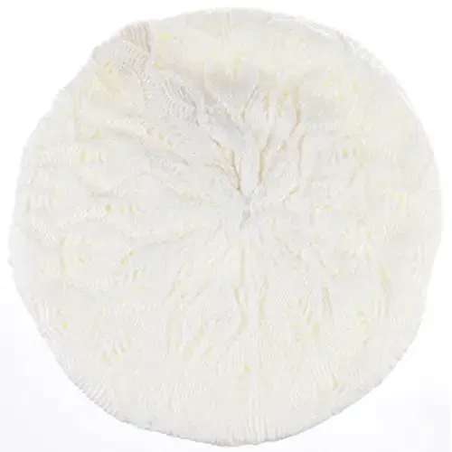 BYOS Women Mid-Weight Slouchy Leafy Cutout Crochet Soft Knit French Beret Hat - MODAZONE (1)