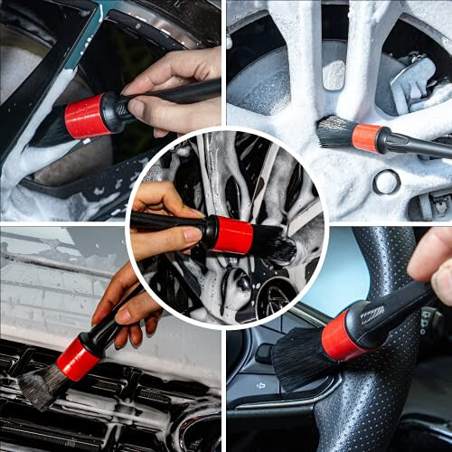 bzczh Metal Free Soft Wheel Cleaner Brush, Synthetic Wool Car Cleaning Brush, Highly Water Absorption, Dense and Durable Tire Brush for Cleaning Wheels, Rims, Spokes, Fenders, Engines... - 8