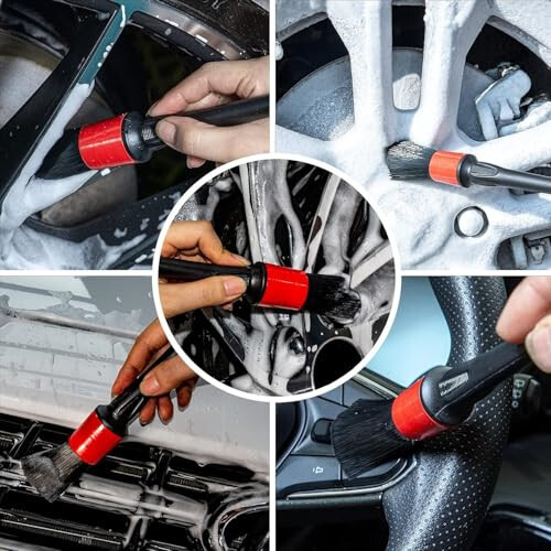 bzczh Metal Free Soft Wheel Cleaner Brush, Synthetic Wool Car Cleaning Brush, Highly Water Absorption, Dense and Durable Tire Brush for Cleaning Wheels, Rims, Spokes, Fenders, Engines... - 6
