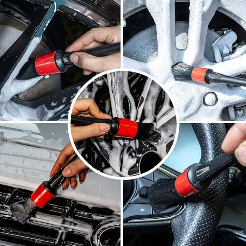 bzczh Metal Free Soft Wheel Cleaner Brush, Synthetic Wool Car Cleaning Brush, Highly Water Absorption, Dense and Durable Tire Brush for Cleaning Wheels, Rims, Spokes, Fenders, Engines... - 6