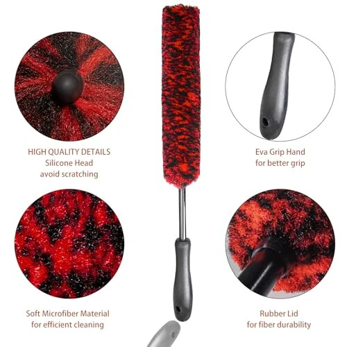 bzczh Metal Free Soft Wheel Cleaner Brush, Synthetic Wool Car Cleaning Brush, Highly Water Absorption, Dense and Durable Tire Brush for Cleaning Wheels, Rims, Spokes, Fenders, Engines... - MODAZONE (1)
