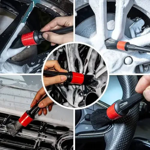 bzczh Metal Free Soft Wheel Cleaner Brush, Synthetic Wool Car Cleaning Brush, Highly Water Absorption, Dense and Durable Tire Brush for Cleaning Wheels, Rims, Spokes, Fenders, Engines... - 6