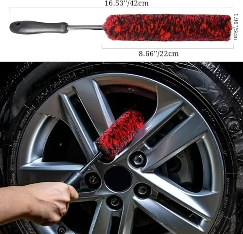 bzczh Metal Free Soft Wheel Rim Brush 4 Pack, Synthetic Car Cleaning Brush, Highly Water Absorption, Dense and Durable Tire Brush for Cleaning Wheels, Rims, Spokes, Fenders, Engines… - 2