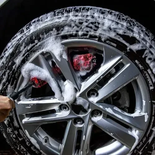 bzczh Metal Free Soft Wheel Rim Brush 4 Pack, Synthetic Car Cleaning Brush, Highly Water Absorption, Dense and Durable Tire Brush for Cleaning Wheels, Rims, Spokes, Fenders, Engines… - 4