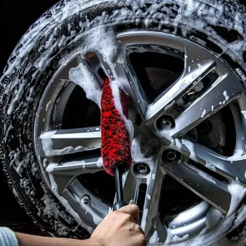 bzczh Metal Free Soft Wheel Rim Brush 4 Pack, Synthetic Car Cleaning Brush, Highly Water Absorption, Dense and Durable Tire Brush for Cleaning Wheels, Rims, Spokes, Fenders, Engines… - 3