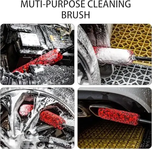 bzczh Metal Free Soft Wheel Cleaner Brush, Synthetic Wool Car Cleaning Brush, Highly Water Absorption, Dense and Durable Tire Brush for Cleaning Wheels, Rims, Spokes, Fenders, Engines… - 5