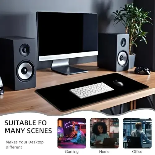 Bzu Black Extended Big Mouse Pad Large,XL Gaming Mouse Pad Desk Pad,31.5x11.8inch Long Computer Keyboard Mouse Mat Mousepad with 3mm Non-Slip Base and Stitched Edge for Home Office Work - 6