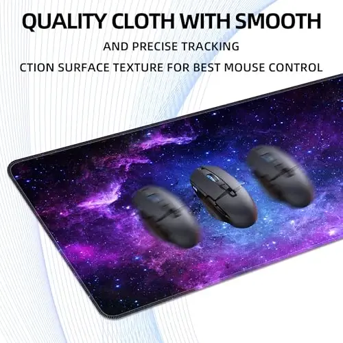 Bzu Galaxy Print Extended Katta sichqoncha yostig'i Katta,XL O'yin sichqonchasi yostig'i Stol yostig'i,31.5x11.8 dyuymli uzun kompyuter klaviaturasi sichqoncha yostig'i 3 mm sirpanmaydigan taglik va uy ofis ishi uchun tikilgan qirrasi bilan sichqoncha yostig'i - 5
