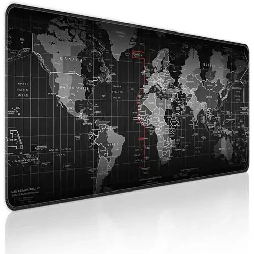 BZU Word Map Extended Big Mouse Pad Large,XL Gaming Mouse Pad Desk Pad,31.5x11.8inch Long Computer Keyboard Mouse Mat Mousepad with 3mm Non-Slip Base and Stitched Edge for Home Office Work 