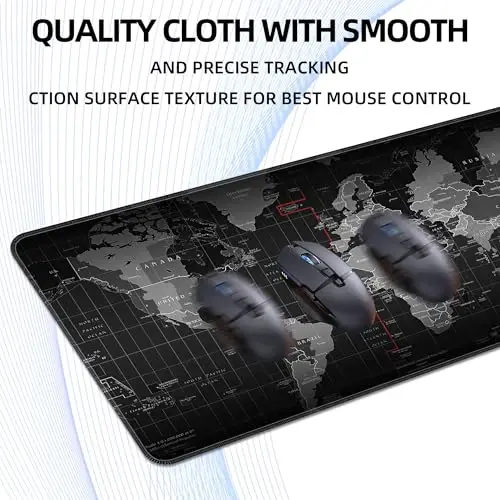 BZU Word Map Extended Big Mouse Pad Large,XL Gaming Mouse Pad Desk Pad,31.5x11.8inch Long Computer Keyboard Mouse Mat Mousepad with 3mm Non-Slip Base and Stitched Edge for Home Office Work - 5