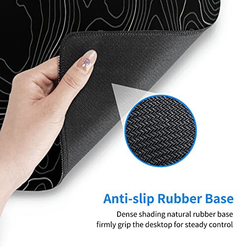 Mouse Pad Gaming Mousepad 31.5 x 11.8in Desk Mat for Keyboard and Mouse with Anti-Slip Rubber Base, Keyboard Pad XL Large Mouse Pad for Home and Office(Black Topographic) - 12