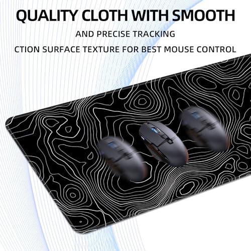 Mouse Pad Gaming Mousepad 31.5 x 11.8in Desk Mat for Keyboard and Mouse with Anti-Slip Rubber Base, Keyboard Pad XL Large Mouse Pad for Home and Office(Black Topographic) - 5