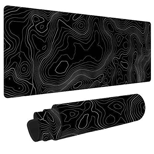 Bzu Topographic Contour Extended Big Mouse Pad Large,XL Gaming Mouse Pad Desk Pad,31.5x11.8inch Long Computer Keyboard Mouse Mat Mousepad with 3mm Non-Slip Base and Stitched Edge for Home Office Work - 7