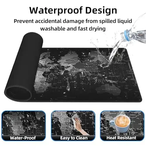 BZU Word Map Extended Big Mouse Pad Large,XL Gaming Mouse Pad Desk Pad,31.5x11.8inch Long Computer Keyboard Mouse Mat Mousepad with 3mm Non-Slip Base and Stitched Edge for Home Office Work - 4