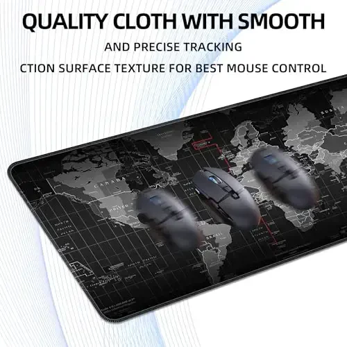 BZU Word Map Extended Big Mouse Pad Large,XL Gaming Mouse Pad Desk Pad,31.5x11.8inch Long Computer Keyboard Mouse Mat Mousepad with 3mm Non-Slip Base and Stitched Edge for Home Office Work - 5