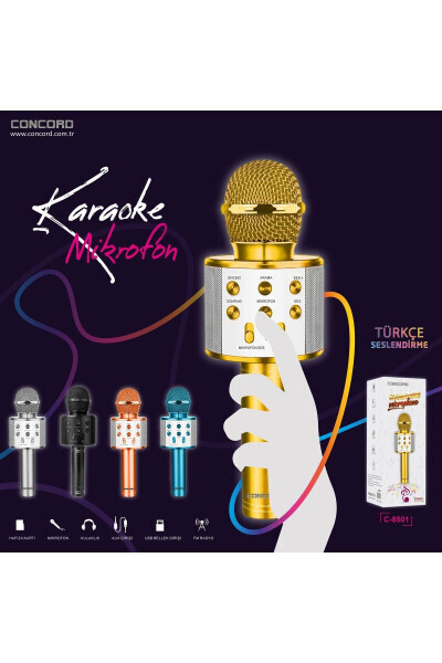 C-8501 Караоке Микрофон Bluetooth Колонка Türkçe - 7
