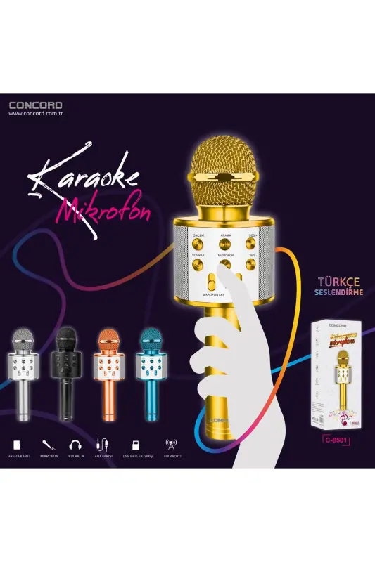 C-8501 Karaoke Turkish Microphone Bluetooth Speaker - 4