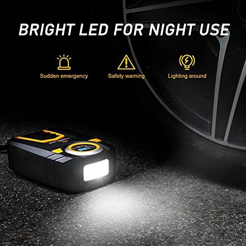 C P CHANTPOWER Havo kompressori shinalarni shishirish moslamasi, 12V DC avtomobil shinalari pompasi raqamli bosim o'lchagich bilan, 150PSI avtomobil quvvat adapteri bilan, avtomobil shinalari, velosipedlar va boshqa shishiriladigan narsalar uchun avtomatik o'chirish (1-sariq) - 5