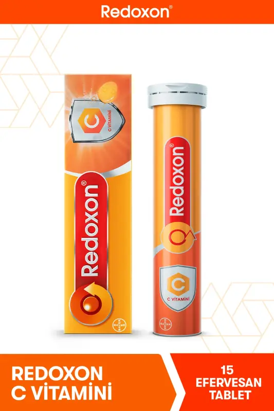 C Vitamini 15 Efervesan Tablet I 1000 Mg C Vitamini O'z ichiga olgan Oziq-ovqat Qo'shimchasi - REDOXON