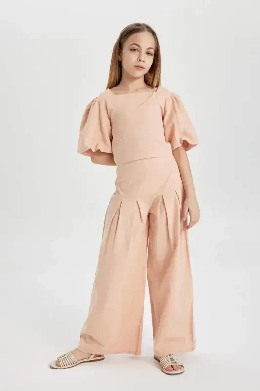 C0448a8 Ss Wide Leg Cotton Trousers - DEFACTO