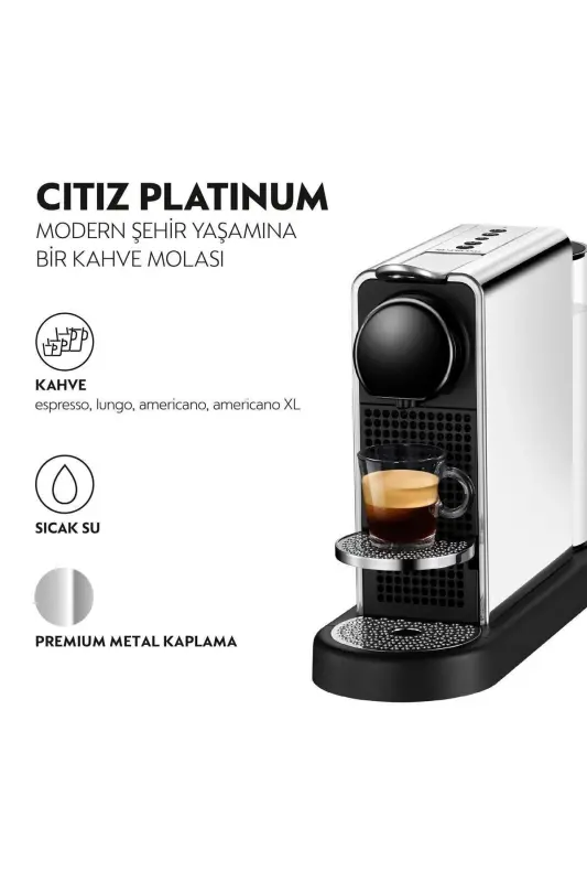C140 Citiz Platinum Paslanmaz Çelik Espresso Kahve Makinesi, Titan - 4