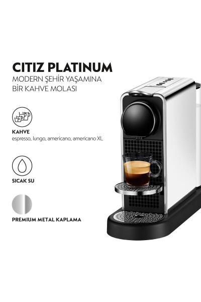 C140 Citiz Platinum Qahva Mashinasi, Zanglamaydigan Po'lat - NESPRESSO (1)