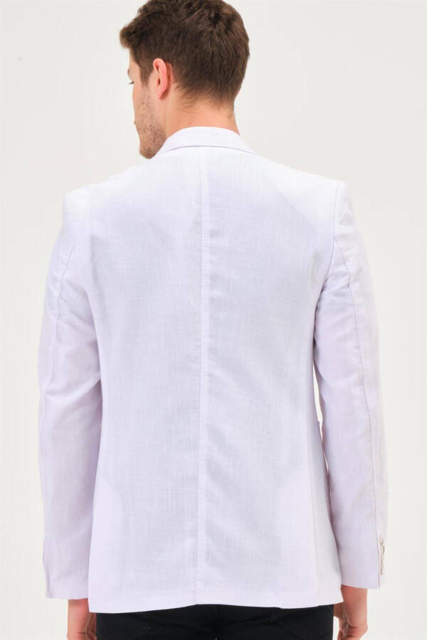 Erkek Klasik Yaka Casual Şık Rahat Kalıp Blazer Ceket - KAR BEYAZ - 2