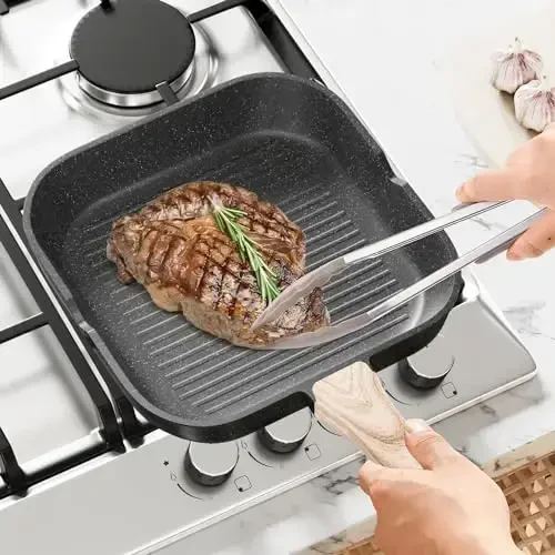 Caannasweis Pots and Pans Set, Nonstick Kitchen Cookware Sets, Granite Pot and Pan, Cooking Pans Pots Set (Classic Black, 20 Piece Cookware set) - 3