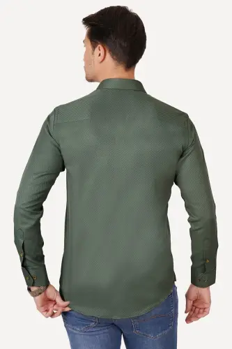 Cactus Green Coffee Button Gift Boxed Slim Fit Men's Shirt - 7