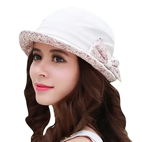 CACUSS Women's Foldable Floral Bucket Hat Rolled Brim with Bowknot - MODAZONE