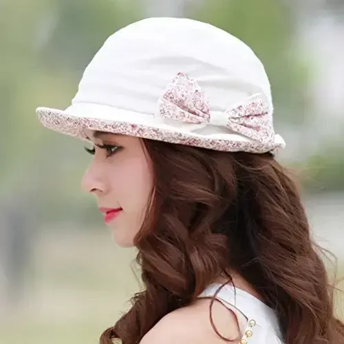 CACUSS Women's Foldable Floral Bucket Hat Rolled Brim with Bowknot - 3