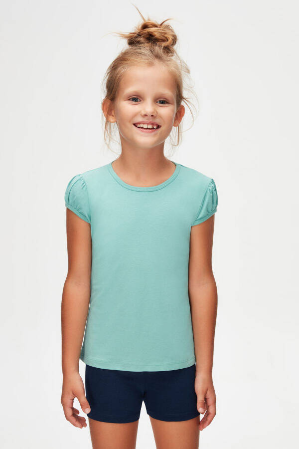 Çağla Yeşil Kız Bebek Kısa Kollu Basic Tişört - 2