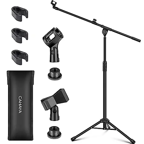 CAHAYA Dual-use Tripod Microphone Stand Boom Arm Floor Mic Stand Portable with Carrying Bag and 2 Mic Clips for Singing Performance Wedding Stage Meeting Live CY0311 - 1