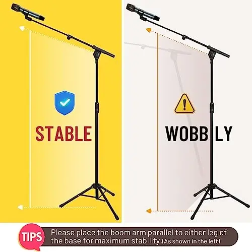 CAHAYA Dual-use Tripod Microphone Stand Boom Arm Floor Mic Stand Portable with Carrying Bag and 2 Mic Clips for Singing Performance Wedding Stage Meeting Live CY0311 - 3