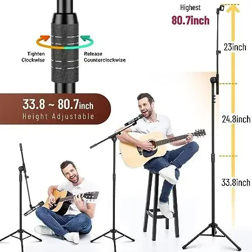 CAHAYA Dual-use Tripod Microphone Stand Boom Arm Floor Mic Stand Portable with Carrying Bag and 2 Mic Clips for Singing Performance Wedding Stage Meeting Live CY0311 - 6