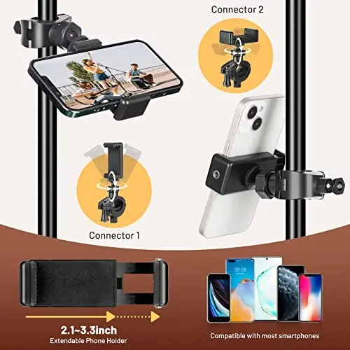 CAHAYA Dual-use Tripod Microphone Stand with Phone Holder Gooseneck Floor Mic Stand Portable with Carrying Bag and 2 Mic Clips for Singing Performance Wedding Stage Meeting Live CY0312 - 4