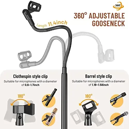 CAHAYA Ikki maqsadli Tripod Mikrofon Stendi Telefon ushlagichi bilan Gooseneck Zamin Mikrofon Stendi Portativ Tashish Sumkasi va 2 Mikrofon Qisqichlari Qo'shiq Ijrosi To'y Sahna Uchrashuvi Jonli CY0312 - 3