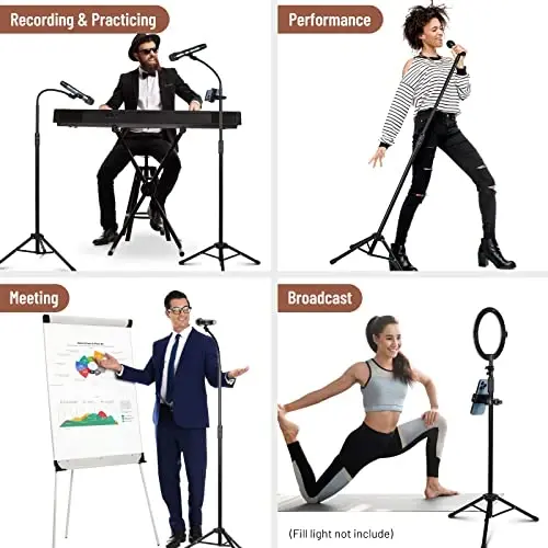 CAHAYA Ikki maqsadli Tripod Mikrofon Stendi Telefon ushlagichi bilan Gooseneck Zamin Mikrofon Stendi Portativ Tashish Sumkasi va 2 Mikrofon Qisqichlari Qo'shiq Ijrosi To'y Sahna Uchrashuvi Jonli CY0312 - 1