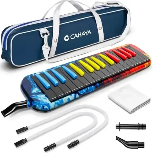 CAHAYA Melodica 32 Keys: Double Tubes Mouthpiece Air Piano Keyboard Musical Instrument Gift with Carrying Bag for Beginners, Professional Musicians - CAHAYA