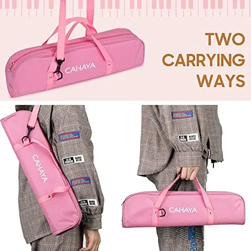 CAHAYA Melodica 32 Keys Double Tubes Mouthpiece Air Piano Keyboard Musical Instrument with Carrying Bag 32 Keys, Pink, CY0050-3 - CAHAYA (1)