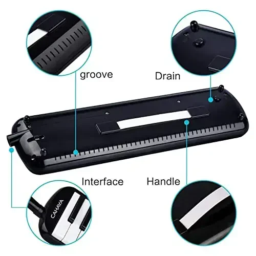 CAHAYA Melodica 32 tugmachali ikkita nayli naycha, havo pianino klaviaturasi, musiqa asbobi tashish sumkasi bilan, 32 tugmachali, qora, CY0050-1 - 5