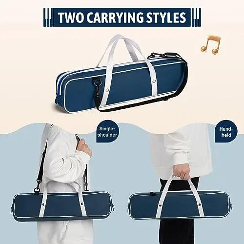 CAHAYA Melodica Instrument 32 Keys: Double Tubes Mouthpiece Air Piano Keyboard Musical Instrument Gift with Carrying Bag Beige Blue - 3