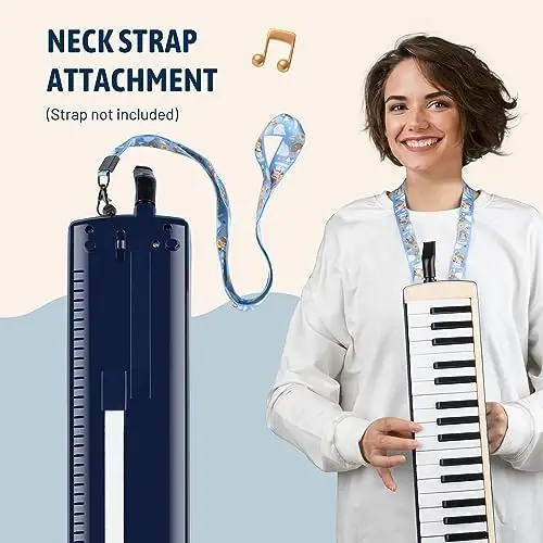 CAHAYA Melodica Instrument 32 Keys: Double Tubes Mouthpiece Air Piano Keyboard Musical Instrument Gift with Carrying Bag Beige Blue - 5
