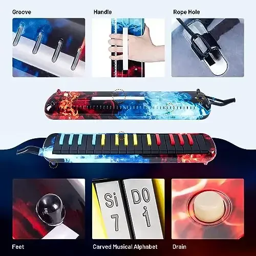 CAHAYA Melodica 32 Keys: Double Tubes Mouthpiece Air Piano Keyboard Musical Instrument Gift with Carrying Bag for Beginners, Professional Musicians - 6