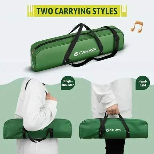 CAHAYA Melodica Instrument 32-Keys Green Double Tubes Mouthpiece Air Piano Pianica Keyboard Musical Instrument with Carrying Bag for Performance Gift CY0356 - 3
