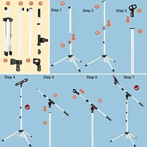 CAHAYA Mikrofon Stend Tripod Boom Arm Pol Mikrofon Stendi Sumkasi va Qo'shiq Ijrosi To'yi Sahna va Mikrofon O'rnatish Oqi uchun 2 Mikrofon Klipi bilan - 7