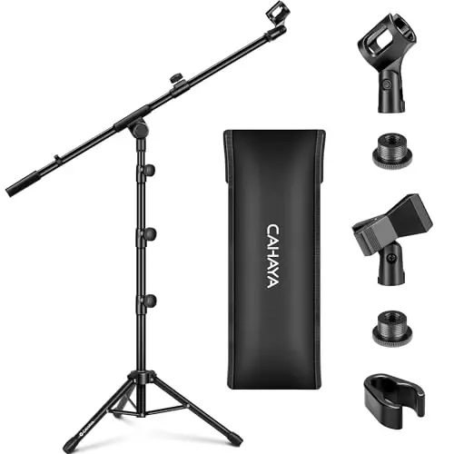 CAHAYA Tripod Microphone Stand Boom Arm Floor Mic Stand with Carrying Bag and 2 Mic Clips for Singing Performance Wedding Stage and Mic Mount CY0239 - 5