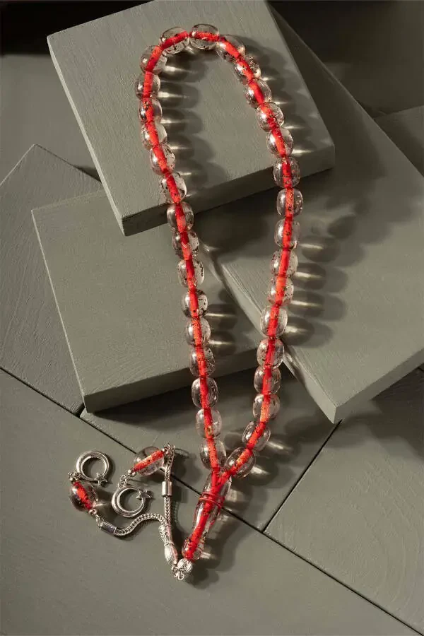 Чайный окаменелый прекрасный привлечение крупное зерно порошок янтарные чётки - 1